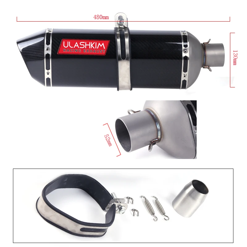 51mm de fibra de carbono Real Universal de la motocicleta tubo de Escape silenciador de Escape de deslizamiento en el tubo XJR1300 XSR900 TDM850 XJR1200 SR500 XSR700