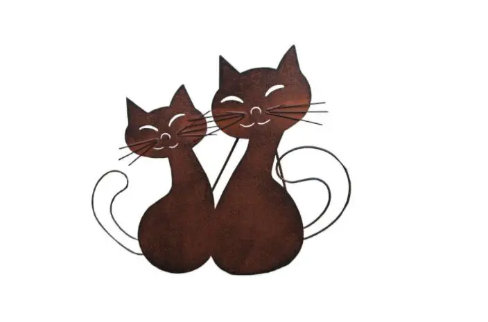 35*30 см, европейский стиль кованого железа винтажные садовые украшения ржавчины Ретро два котенка украшения