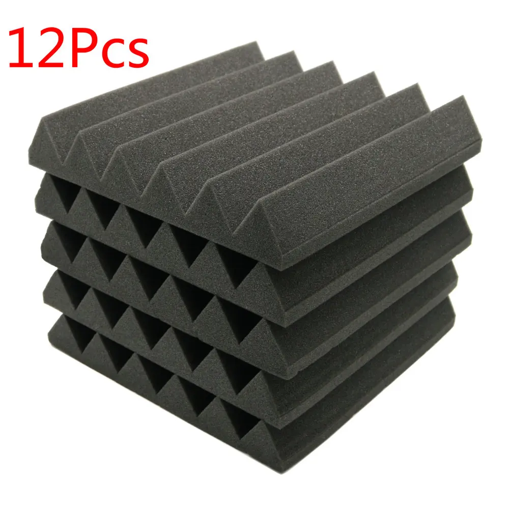 12pcs Black Soundproofing Foam Sound Absorbing Noise Sponge Foams For