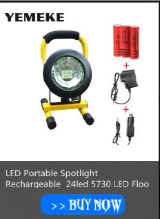 Rechargeable Floodlights 36 LED Flood Light Lamp for Outdoor Camping Work Light with AC Charger and 4*18650 Batteries