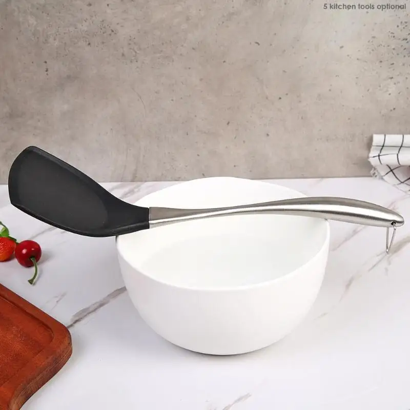 Силиконовая посуда Антипригарная посуда шпатель дуршлаг кухонная утварь с ручкой из нержавеющей стали наборы посуды