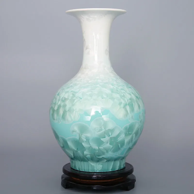 

Classical Chinese Porcelain Vase Crystalline Glaze Smooth Surface Home Decor Tabletop Ceramic Flower Vases