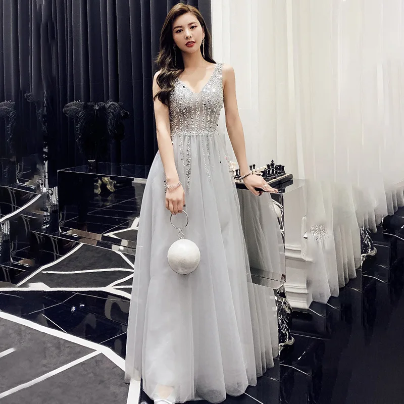 

Evening Dress 2019 Backless Sleeveless Formal Party Gowns Long Evening Dresses