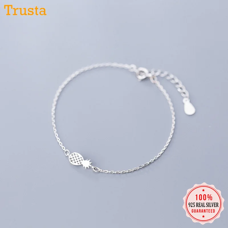 

Trusta 100% 925 Solid Sterling Silver Fashion Women Drawing Fruit Pineapple Bracelet 16cm For Teen Girls Lady Gift Jewelry DA50
