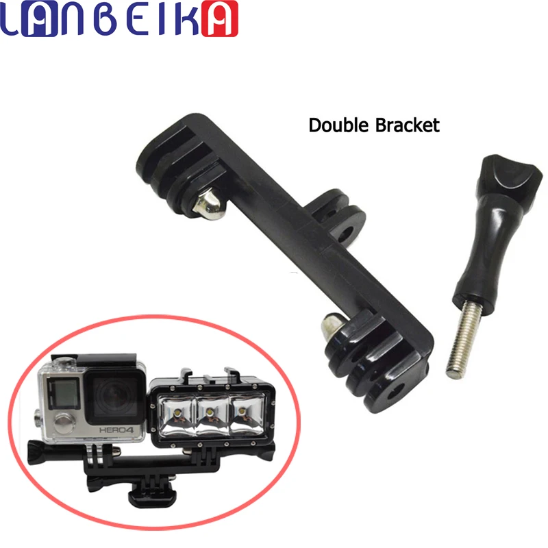 

LANBEIKA Flash Light Stand Double Bracket Bridge Connector Adapter Monopod Tripod For SJCAM SJ4000 SJ5000 Gopro Hero 7 6 5 4 3+