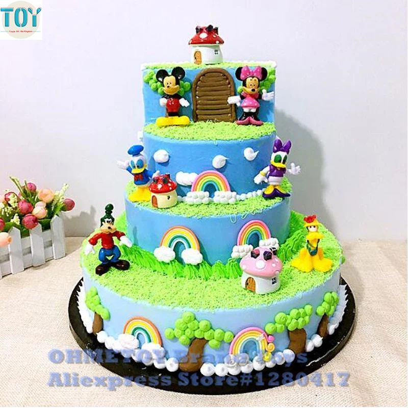 

New 6pcs Mickey Mouse Minnie Minnie Doll Minnie Pluto Clubhouse Action Figures Playset Cartoon Figurine Cake Toppers Gift