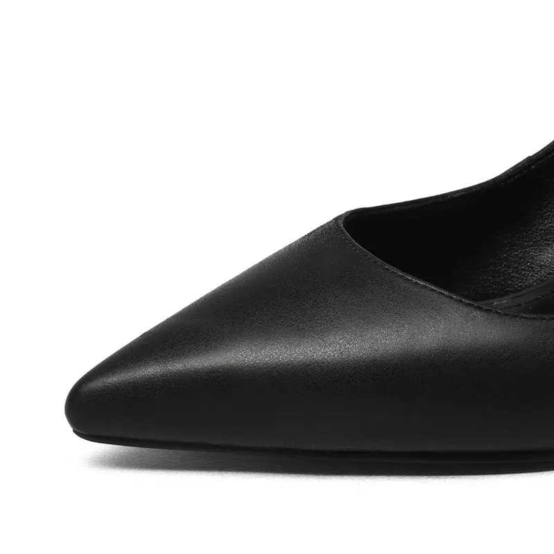 En Chaussures Mode Printemps Pointu Automne Bout Véritable Talons 2019 Noir Femme Cuir rouge Nemaone Femmes Pompes Élégant Hauts HPxwBn