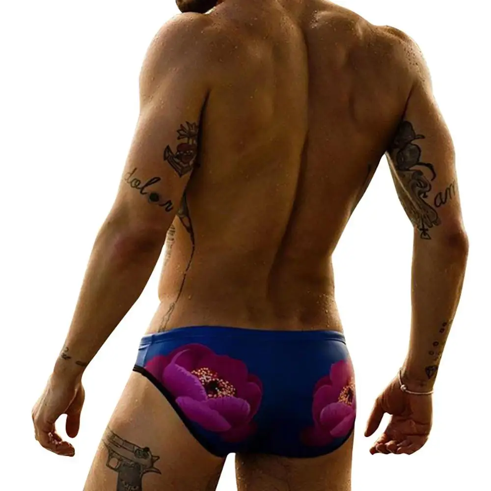 

Men Swim Briefs Flowers Printed Breathable Elastic Cotton Beach Trunks Swimwear Swimsuit For Sportswear & Accessories