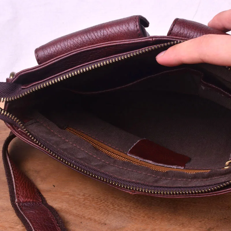 EUMOAN Cowskin shoulder bag, Guangzhou casual head leather slant bag, cross leather fashion men's bag