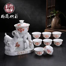 Новинка года jingdenzhen фарфоровый чайный набор кунг-фу чашки автоматический белый керамический полый прозрачный синий и белый чайный горшочек, чашка