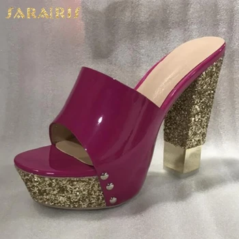 

SaraIris Summer Quality Thick High Heel Open Toe Platform Shoes Woman Sandals Green Gold White Can Choose One Size Large