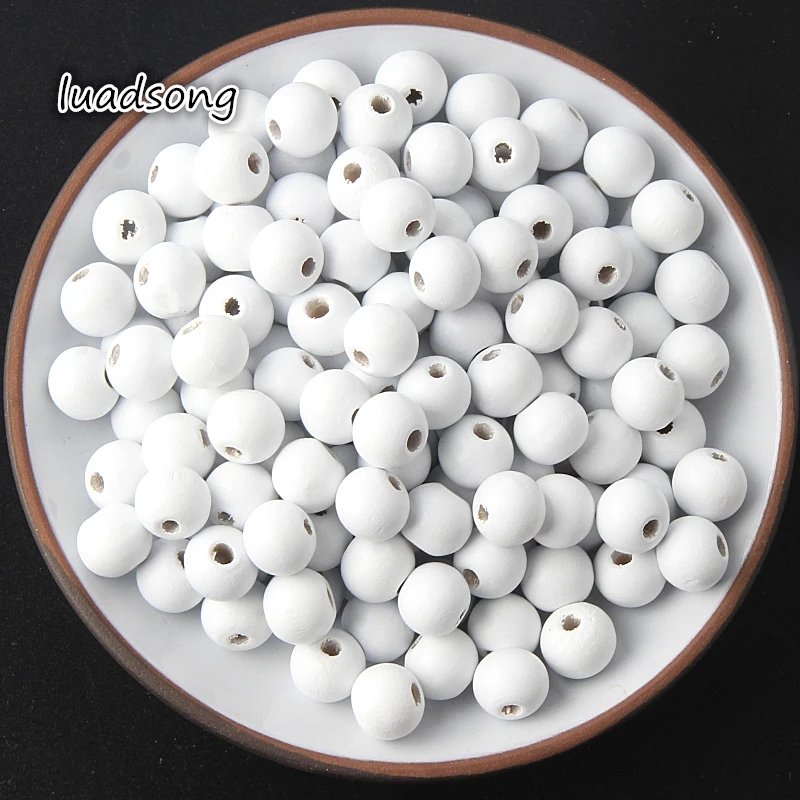 

Natural Wooden Beads 6/8/10mm White Color Round Ball Wood Spacer Beads For Jewelry Making DIY Findings Necklace