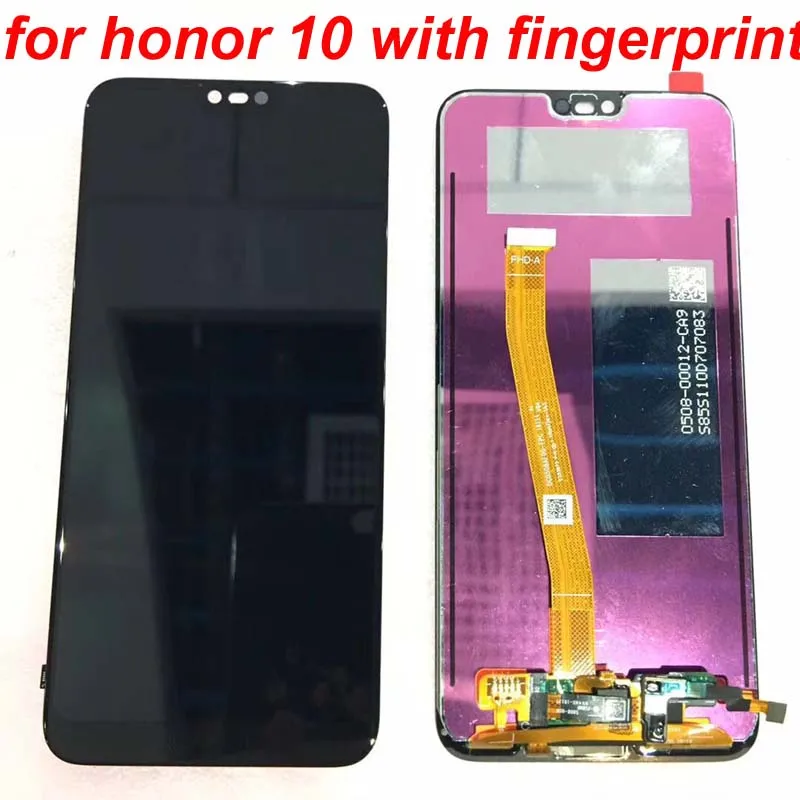 Протестированный 5,8 дюймов для huawei honor 10 honor 10 ЖК-дисплей+ кодирующий преобразователь сенсорного экрана в сборе Замена с отпечатком пальца