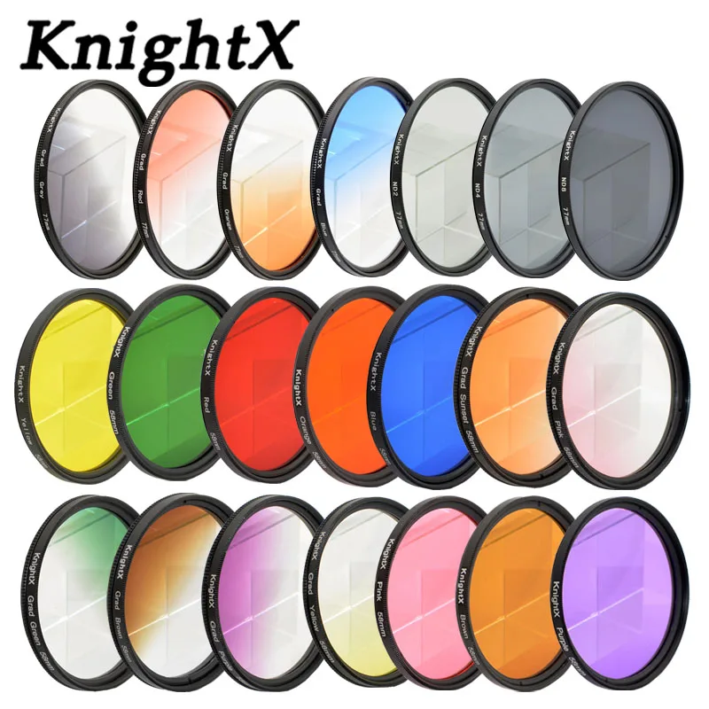 KnightX Цветной Объектив Градуированный УФ фильтр CPL ND для Canon nikon d3200 d3300 d5500 d5300 1200D 750D 700D камера 52 мм 58 мм 67 мм 77 мм