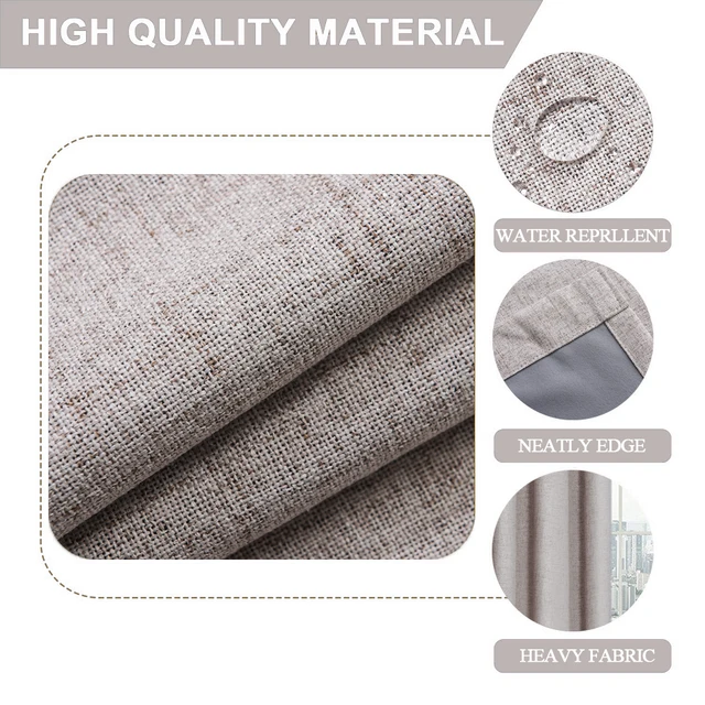 Linen 100% Blackout Curtains For Kitchen Bedroom Window Treatment Solid Water Proof Curtains for Living Room Custom Made 4