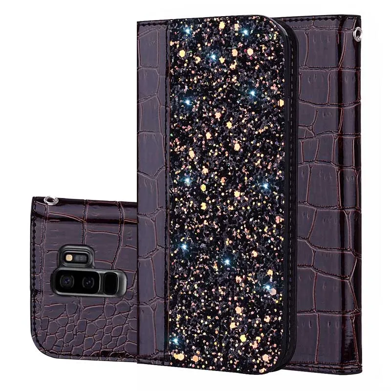 

Glitter Case for Samsung Galaxy Note9 S8 S9 Plus Crocodile Leather Wallet Flip Cover sFor Samsung S8 S9 Plus S8+ S9+ Phone Case