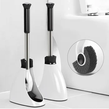 

Home Toilet Brush Cleaning Brush with Stainless Steel handle Holder Floor-standing With Base WC Bathroom accessories set