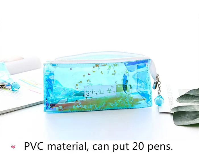 Fashion Harajuku Charms Zipper Hologram Metallic Color Sequin Transparent Laser Pencil Case Woman Cosmetics Makeup Bag Handbag (21)