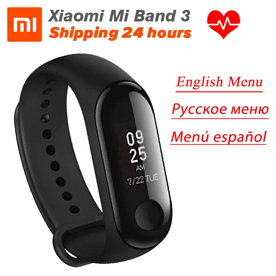 Xiao mi Band 3 mi band 3 фитнес-трекер пульсометр 0,78 ''OLED дисплей тачпад Bluetooth 4,2 для Android IOS