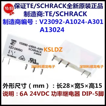 

Free shipping lot(5pieces/lot) 100%Original New TE TYCO SCHRACK V23092-A1024-A301 A13024 5PINS 6A250VAC 24VDC Power Relays