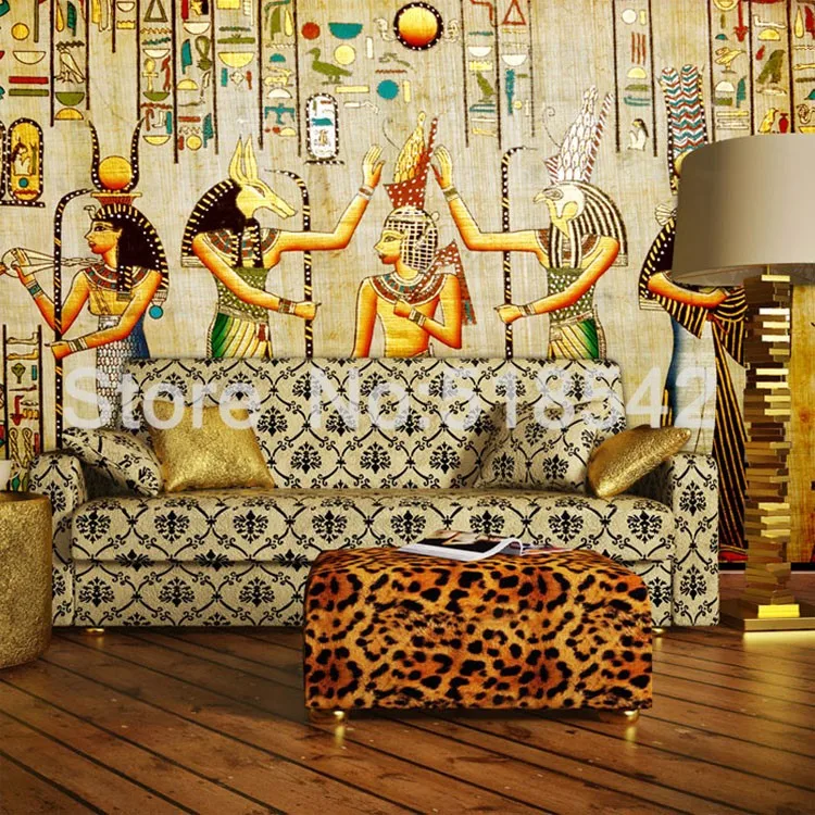 Пользовательские настенная Бумага египетские цифры большая настенные фрески Гостиная Ресторан Спальня Домашний Декор стены Бумага Классический 3D