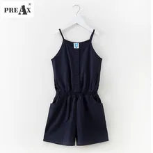 Модный комбинезон, шорты Летняя одежда для детей шорты с поясом для больших девочек детские повседневные Комбинезоны