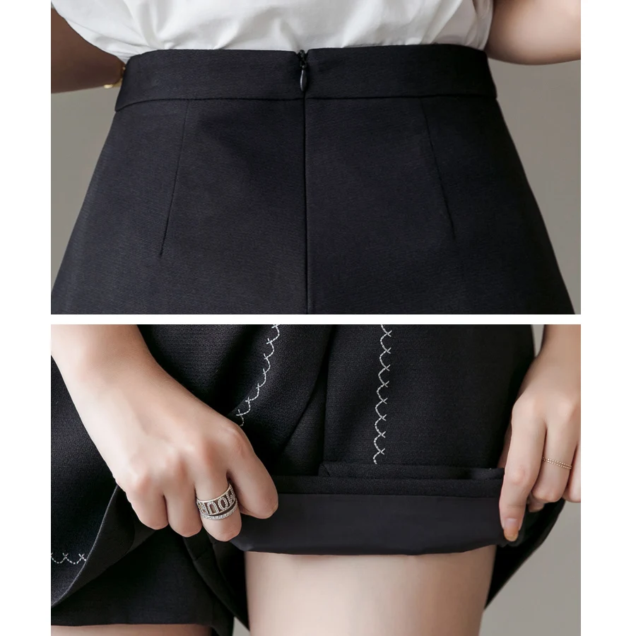 Нерегулярные женские шорты юбки новые с высокой талией тонкие линии pacthwork элегантные офисные женские мини шорты harajuku вышивка