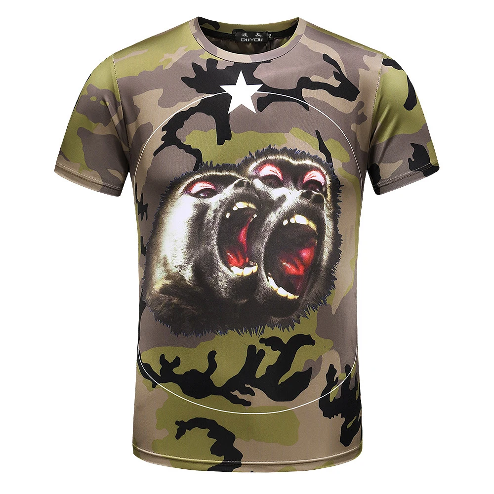 

Men's Camo Orangutan Graphic MMA Muscle T-Shirt Men Brand Clothing Casual T-shirt Male Top Quality Tretch Tshirt