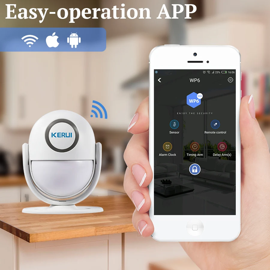 KERUI WIFI 120db ПИК охранная сигнализация для IOS/Android Приложении для дома Защита от взлома Хост детектора окна/двери