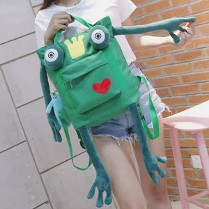 Plecak żeński koreański ładny żaba nogi płótno uczeń bardzo duży pojemność wiatr pobyt urocza tornister