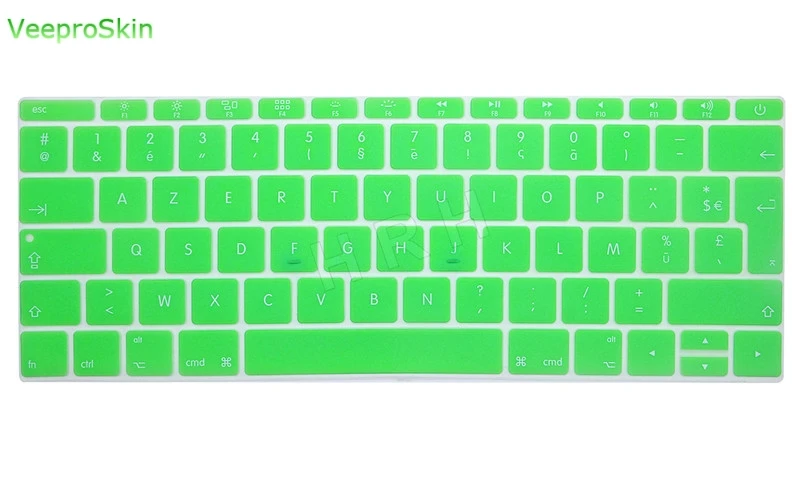 Для Macbook 12 дюймов AZERTY французский Великобритания силиконовая клавиатура кожного покрова для MacBook New Pro 1" A1708( версия, без Touch Bar - Цвет: Green