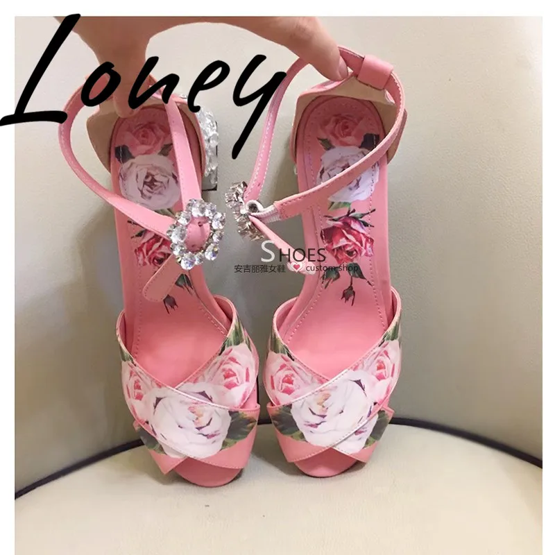 Frauen Echtes Heels Spitze Sexy High Offene Pic Starke As Sommer Gedruckt Sandalen Frühling Leder Perlen Pic Neue as Floral Ferse Loney Kristall TqzBfxB