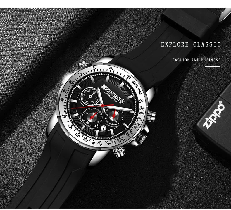 OCHSTIN мужские часы Топ бренд класса люкс новые наручные часы с хронографом Дата Военный Спортивный резиновый ремешок мужские часы Relogio Masculino 6124
