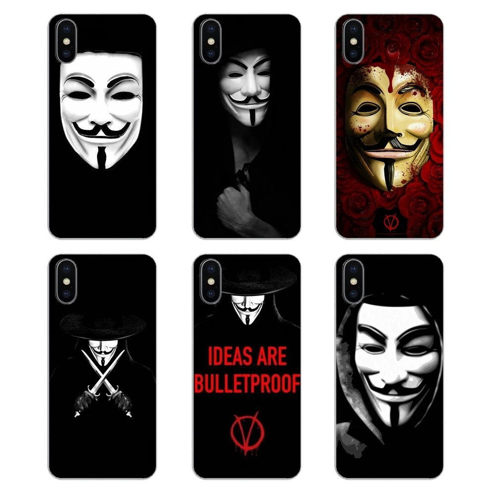 Силиконовый чехол для телефона Guy Fawkes Anonymous Mask V Vendetta Apple iPhone 4 4S 5 5S 5C SE 6 6S 7 8 X XR XS Plus MAX