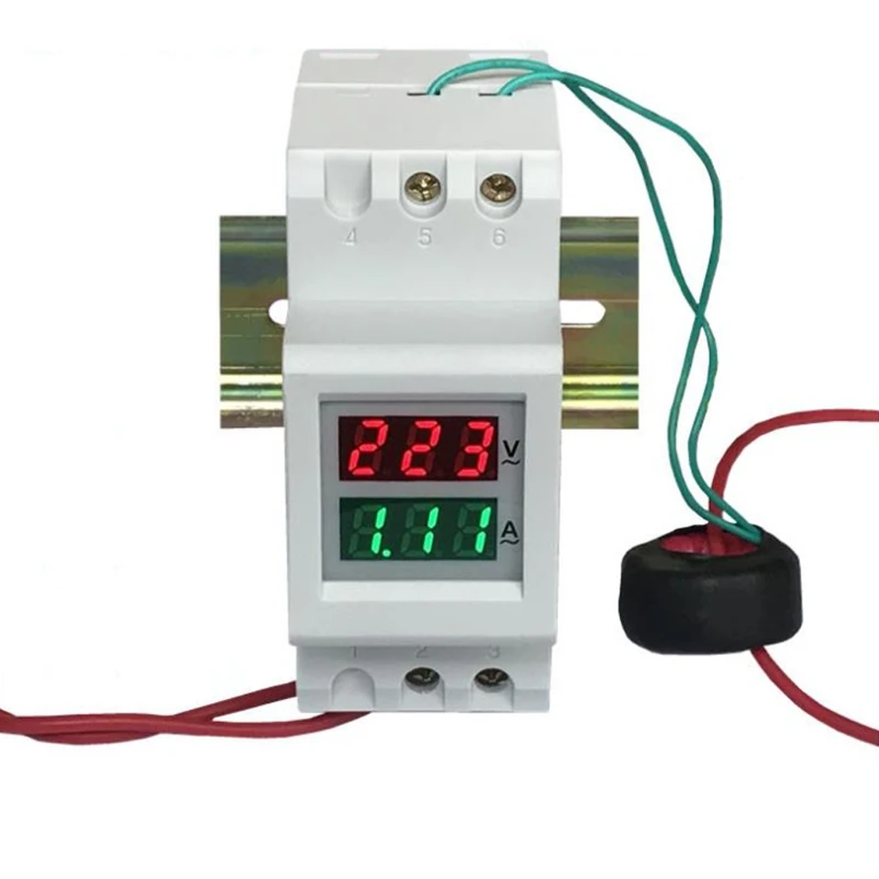 Высокое качество 2P 36 мм din-рейка двойной светодиодный измеритель напряжения Вольтметр Амперметр AC 80-300 в 250-450 в 0-100A