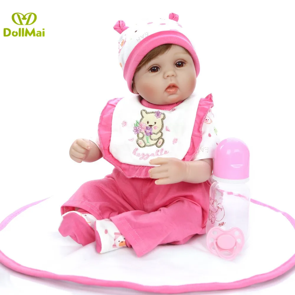 DollMai reborn baby реалистичные силиконовые куклы 18 дюймов 42 см|boneca reborn|bonecas fashionbebe |
