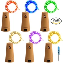 6 шт./партия батарея светодиодная бутылка винная пробка праздничный свет строки Рождество медная проволока сказочные огни для дома для украшения свадебной вечеринки