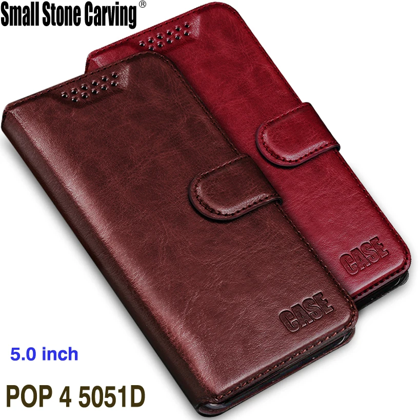

For Alcatel POP 4 5051D Case 5Inch Luxury PU Leather Back Cover Case For Alcatel One Touch Pop 4 Flip Stand Protective Phone Bag