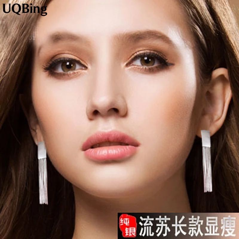Женские серьги подвески из серебра 925 пробы с длинной кисточкой|earring clasp|earrings