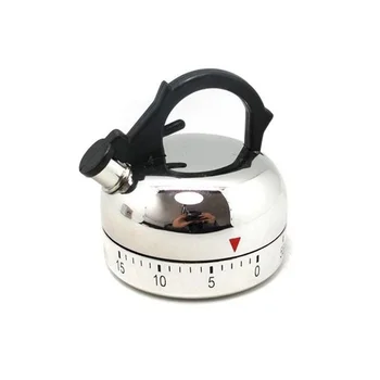 

60 Minute Kitchen Timer Alarm Mechanical Teapot Shaped Timer Clock Counting Tools JS23