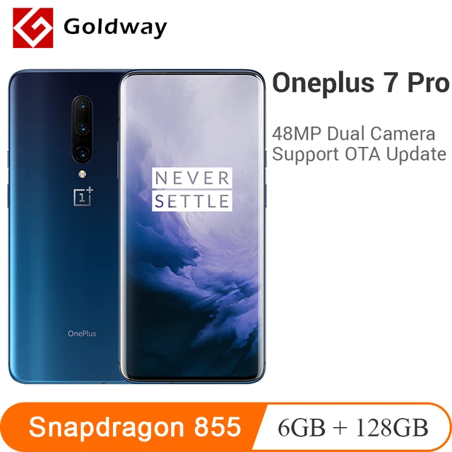Смартфон с глобальной прошивкой Oneplus 7 Plus 6 ГБ 128 ГБ Snapdragon 855 4000 мАч 6,64 "AMOLED 48MP 30 Вт отпечаток пальца NFC мобильный телефон