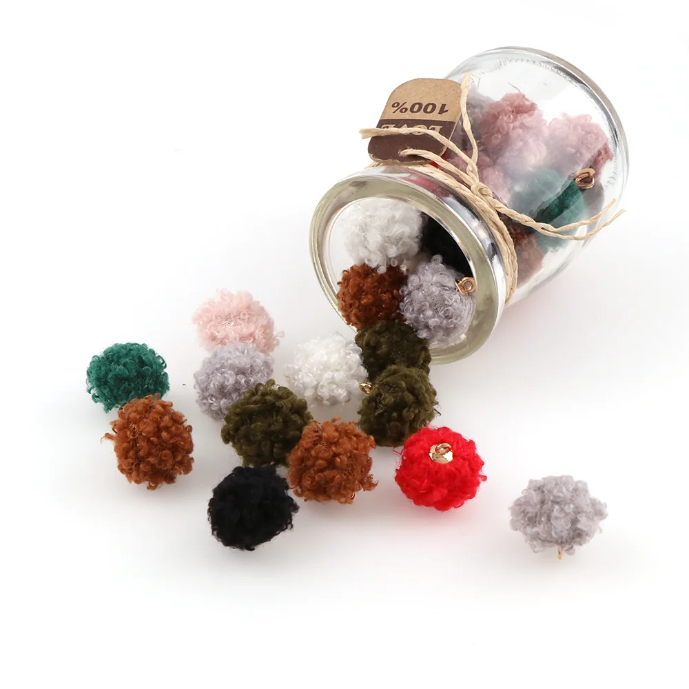

20pcs Fabric Covered round bead ball mix color hairy pendant Home Garden Crafts Cabochon Scrapbooking DIY 18mm