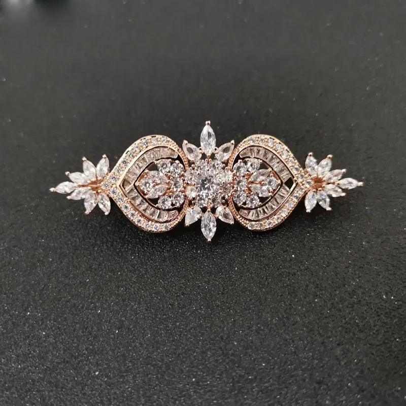 Женская заколка для волос SLBRIDAL свадебная с прозрачным кубическим цирконием