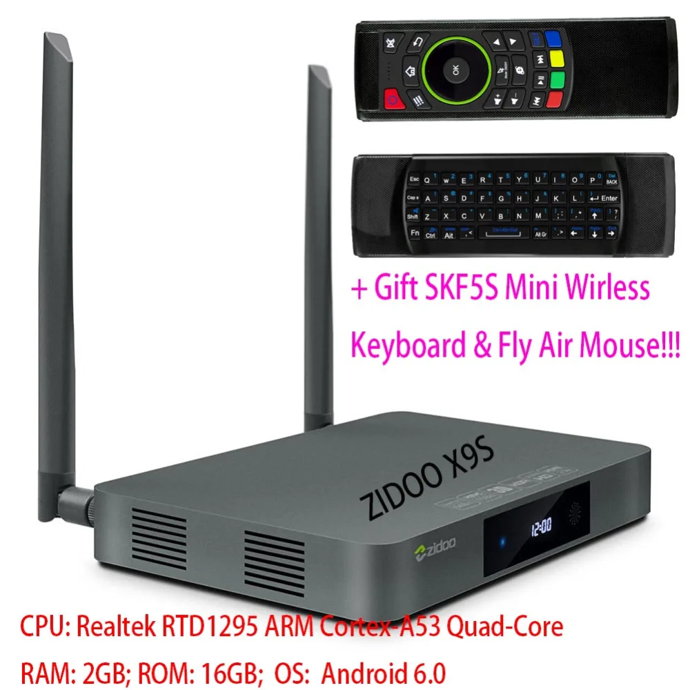 

ZIDOO X9S Android TV BOX 2GB 16GB + OpenWRT(NAS) Realtek RTD1295 2.4GHz/5.0GHz WiFi Bluetooth 4.0, 2.4GHz Wireless Mini Keyboard
