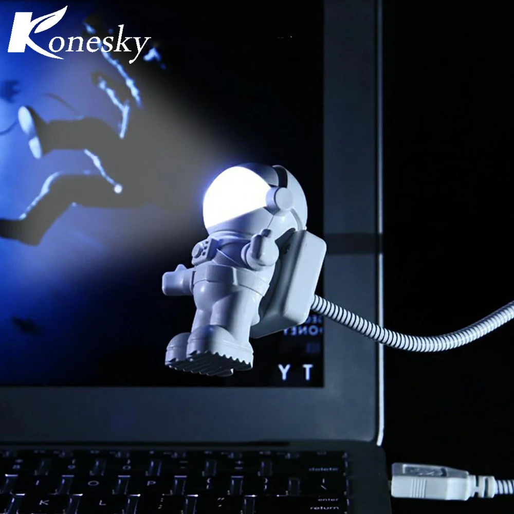 Мини лампа для чтения трубка USB для компьютера ноутбук Laptop персональный компьютер чистый белый портативный космонавт астронавт светодиодный ночник регулируемый