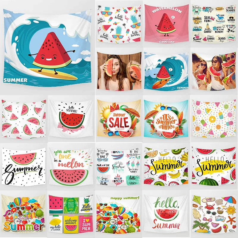

summer watermelon surf fruit lemon tapestry funny styles wall hanging tapestry home decoration rectangle wall tapestry