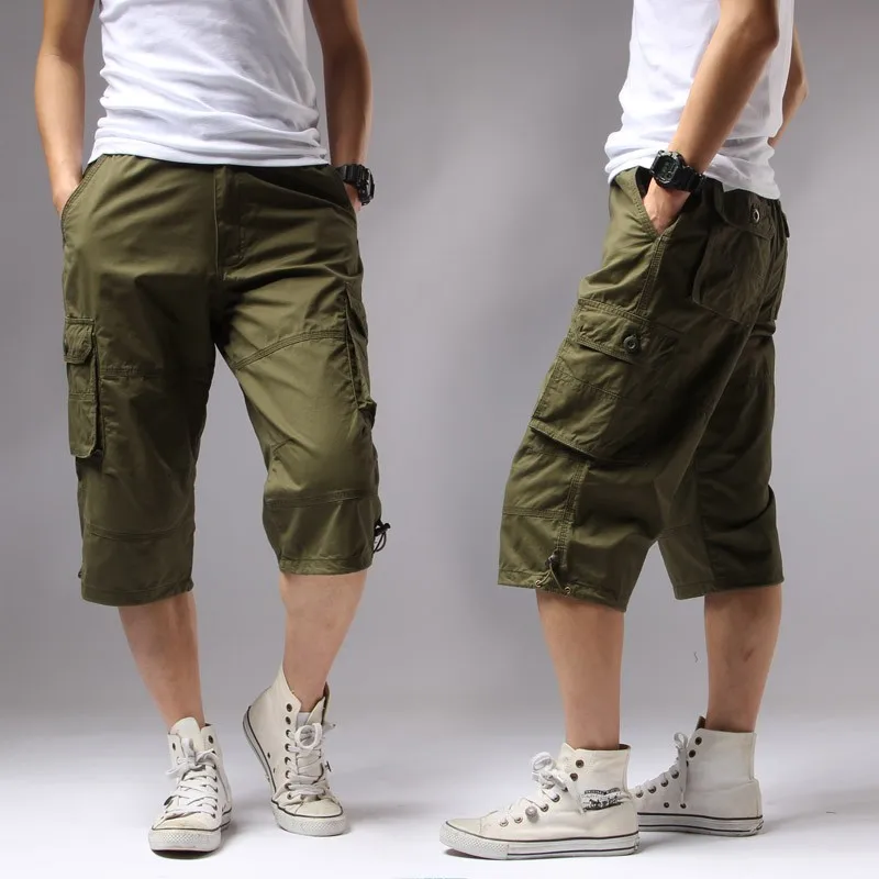 Summer Long Length Cargo Shorts Men 