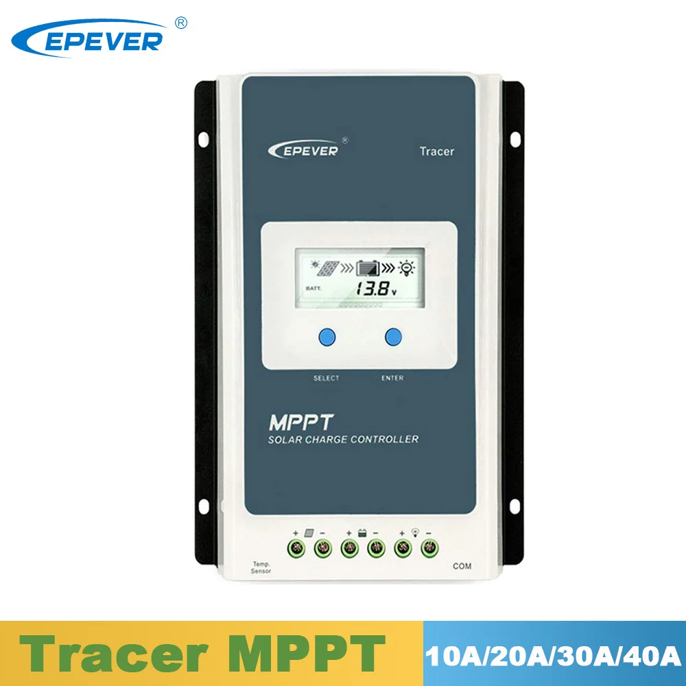Online Controlador de cargador EPever Solar MPPT LCD 10A 20A 30A 40A regulador Solar 12V 24V para baterías de litio de inundación de sello de Gel de plomo ácido