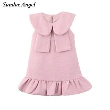Sundae Angel/зимнее платье для девочек Утепленное зимнее платье без рукавов с отложным воротником для девочек, шерстяная одежда для детей от 2 до 7 лет