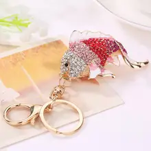Starry-Styling Goldfish Rhinestone Keychain Bag Handbag Key Ring Car Fish Key Pendant Delicate